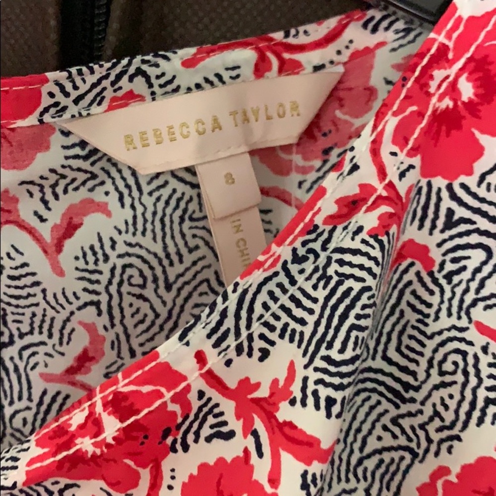 Rebecca Taylor Coral Fleur Poplin Dress - Size 8 - Picture 4 of 6